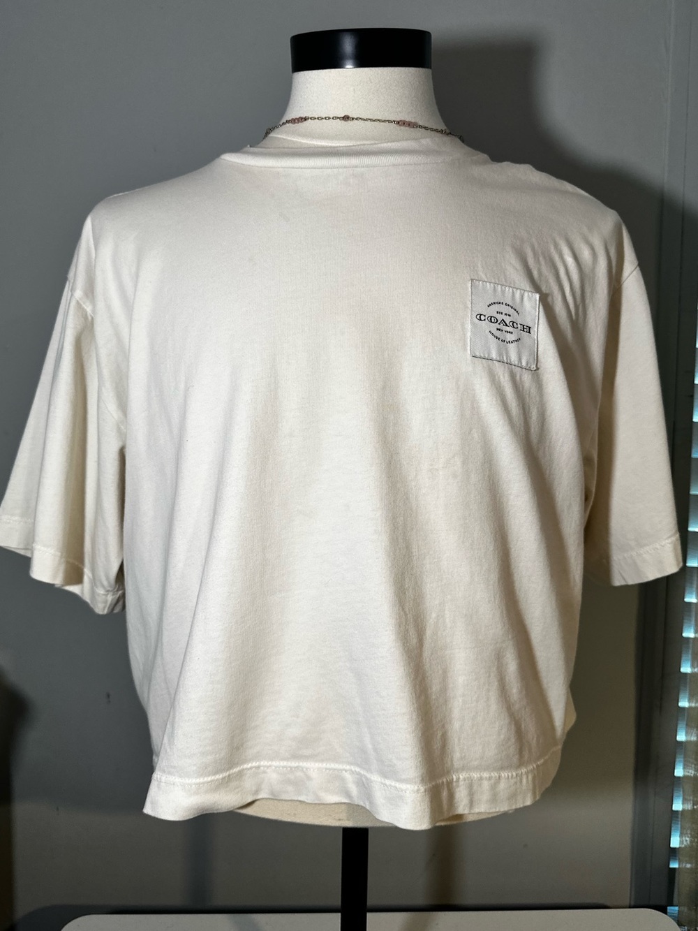Coach Woman’s Cream Short-Sleeve Tee with Logo Patch